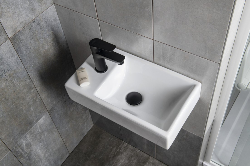 Sapho MINOS keramické umývátko, 45x26cm, baterie vlevo, bílá 4757