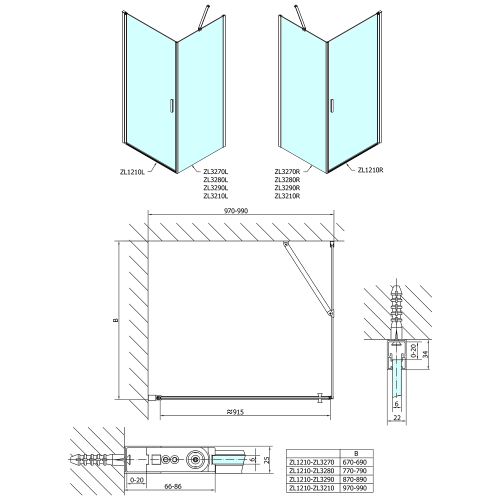 Polysan ZOOM obdélníkový sprchový kout 1000x700mm, L/P varianta ZL1210ZL3270