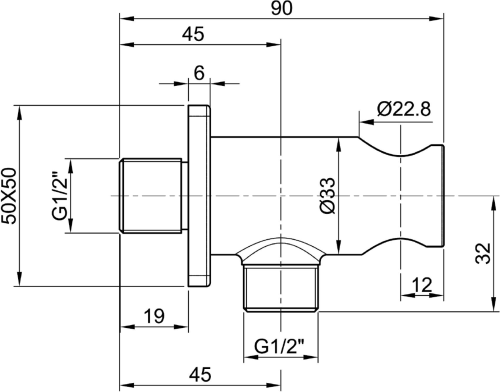 Sapho MINIMAL držák sprchy kulatý, pevný, s vyústěním, nerez mat MI035