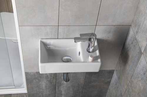 Sapho MINOS keramické umývátko 40x22cm, baterie vpravo, bílá 4059
