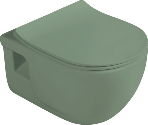 Sapho BRILLA závěsná WC mísa, Rimless, 36, 5x53cm, zelená mat 100614-128