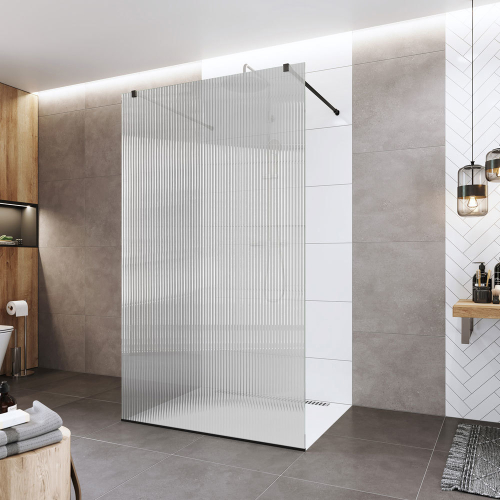 Mereo Sprchová stěna WALK IN, Novea, 80 x 200 cm, Black ALU, sklo Line CK10601HBL