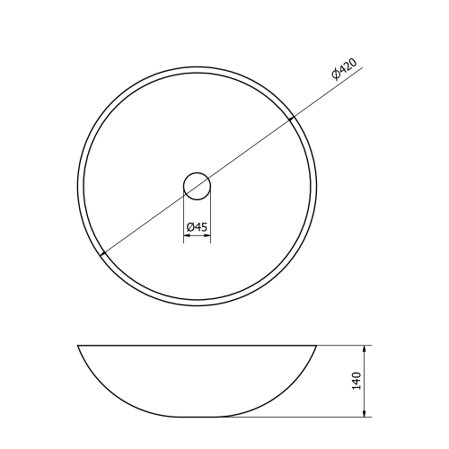 Sapho BLOK kamenné umyvadlo na desku Ø 42 cm, bílá carrara mat 2401-42