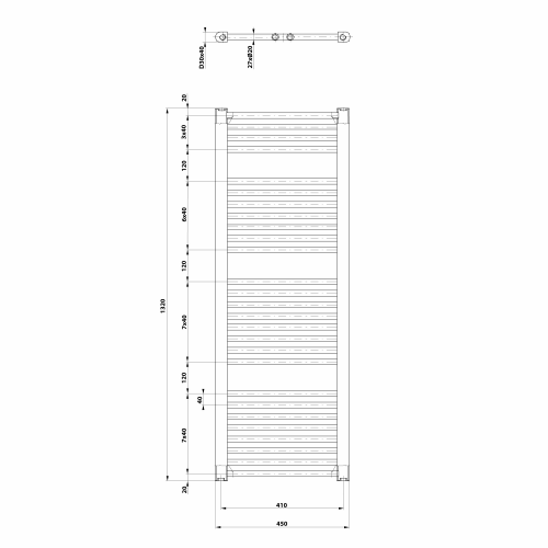 Aqualine DIRECT otopné těleso s bočním připojením 450x1320 mm, bílá ILR34T
