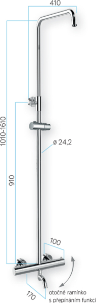 Mereo Termostatická  vanová baterie s  talířovou kulatou slim sprchou, nerez CB60101TSC