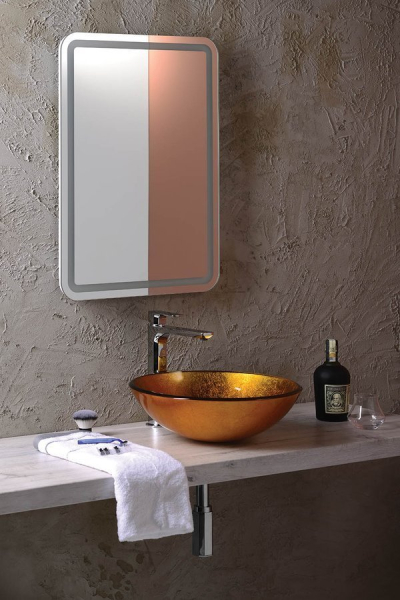 Sapho AGO skleněné umyvadlo na desku Ø 42 cm, zlatě oranžová 2501-19