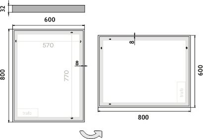 Nimco OBDELNÍKOVÁ - OSTRÉ ROHY LED zrcadlo 600x800 ZP 13002