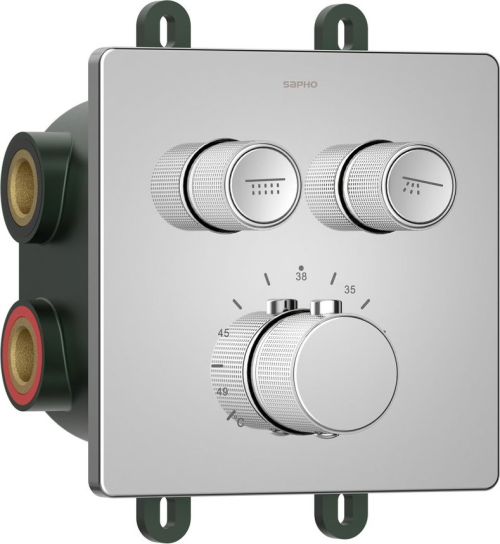 Sapho SMART SELECT podomítková sprchová termostatická baterie, box, 2 výstupy, chrom RP042