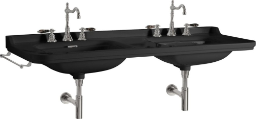 Kerasan WALDORF keramické dvojumyvadlo 150x55cm, černá mat 4143K7