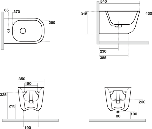 Kerasan TRIBECA bidet závěsný 35x54cm, bílá 512501