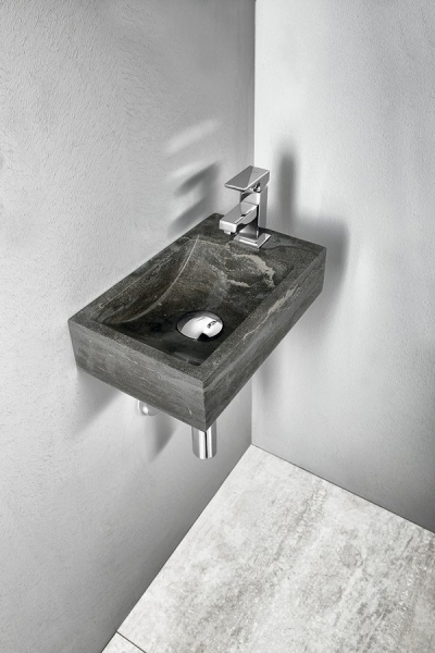 Sapho BLOK kamenné umývátko 40x22cm, baterie vpravo, antracit 2401-28