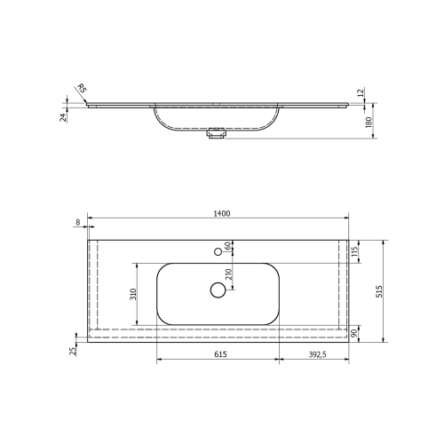 Sapho ARUBA umyvadlo, Rockstone, 140x51, 5cm, bílá mat AR140-B1M
