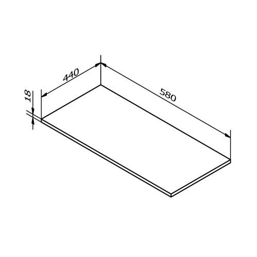 Sapho Deska DTDL 580x18x440mm, dub stříbrný DT058-1111