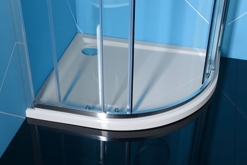 Polysan RENA R sprchová vanička z litého mramoru, čtvrtkruh 90x80cm, R550, pravá, bílá 72891