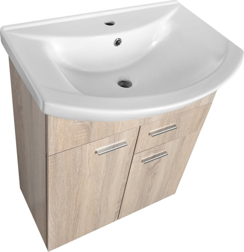 Aqualine ZOJA umyvadlová skříňka 61, 5x74x32cm, 2x dvířka, 1x zásuvka, dub platin 51165
