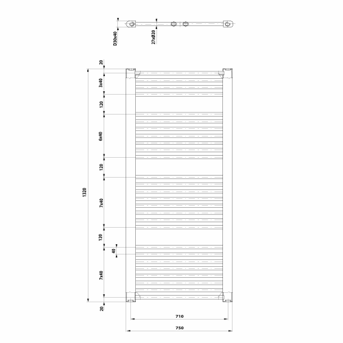 Aqualine DIRECT otopné těleso s bočním připojením 750x1320 mm, bílá ILR37T