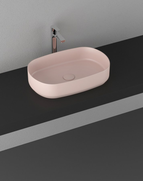 Isvea INFINITY OVAL keramické umyvadlo na desku, 55x36cm, růžová Salmon 10NF65055-2S