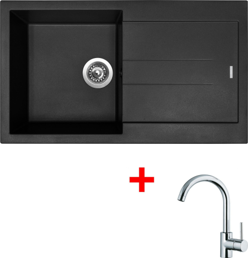 Granitový dřez Sinks AMANDA 860 NANO Nanoblack+MIX 35 AM860N6MI35CL