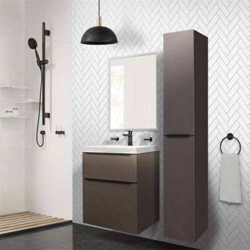 Mereo Mailo, koupelnová skříňka vysoká 170 cm, černé madlo, Multidecor, Dub Wotan CN594LPBDWOT