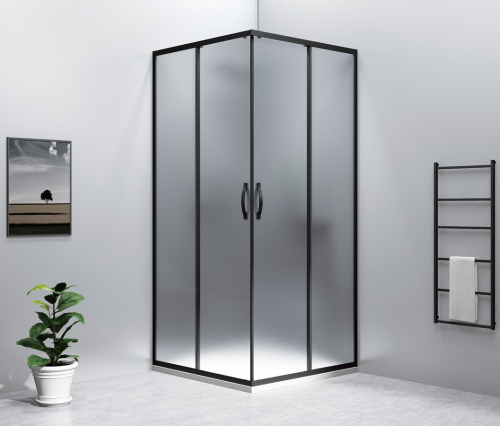 Gelco SIGMA SIMPLY BLACK čtvercový sprchový kout 800x800 mm, rohový vstup, sklo Brick GS2480B-01
