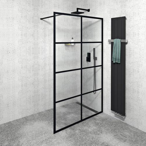 Gelco CURE BLACK sprchová zástěna 1400mm, čiré sklo CB140