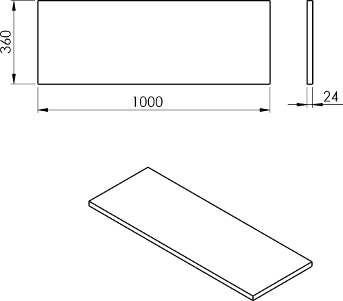 Sapho PLATO deska Rockstone 1000x24x360mm, bílá mat PL106-0101