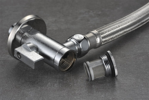 Aqualine Rohový kulový ventil 1/2"x3/8", s filtrem, pár, chrom 5312