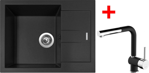 Granitový dřez Sinks AMANDA 650 Nanoblack+MIX 3 P Nanoblack G187N6