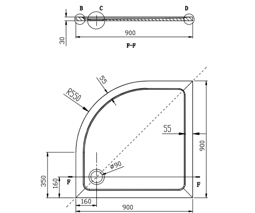 Gelco AKCE čtvrtkruhová sprchová zástěna 900x900x1900mm, čiré sklo AG4290