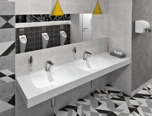 Sapho EMICO dvojumyvadlo, Rockstone, 220x50cm, límec L, levé, bílá mat EM220-B2L-L