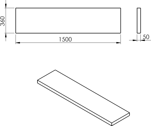 Sapho AVICE deska pod umyvadlo 150x36cm, tl.5cm, cement AV1567