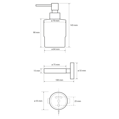 Sapho X-ROUND dávkovač mýdla 200ml, mléčné sklo, chrom XR103