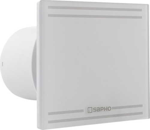 Sapho GLASS koupelnový ventilátor axiální s časovačem, 8W, potrubí 100mm, bílá GS102