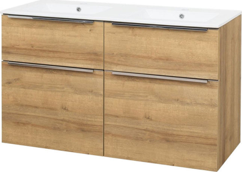 Mereo Mailo, koupelnová skříňka s keramickým umyvadlem 121 cm, dub Riviera, chrom madlo CN523