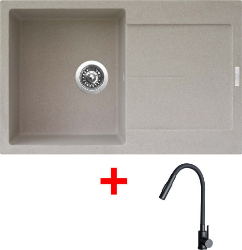 Granitový dřez Sinks ULTIMA 790 Avena + ELASTA S černá matná G25429