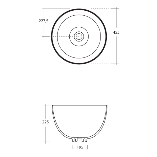Sapho DOME keramické umyvadlo na desku vysoké, Ø 45, 5cm, bílá WH030