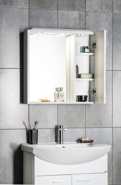 Aqualine ZOJA/KERAMIA FRESH galerka s LED osvětlením, 60x60x14cm, pravá, bílá 45022