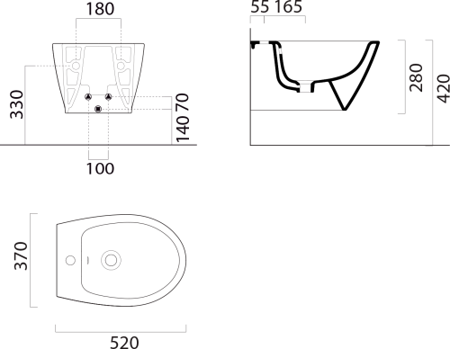 GSI MODO bidet závěsný 37x52cm, creta mat 9864108