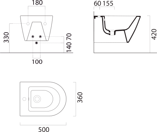 GSI KUBE X bidet závěsný 36x50cm, bílá ExtraGlaze 9464111