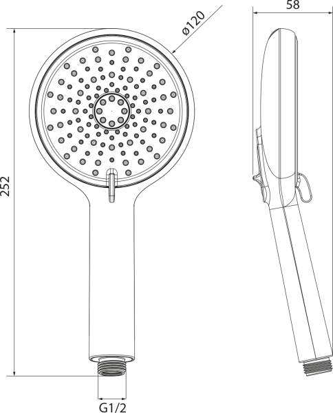 Sapho Ruční masážní sprcha, 3 režimy sprchování + režim oplach, silikon trysky, průměr 120mm, ABS/černá mat 1204-51B