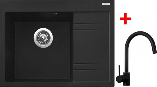 Granitový dřez Sinks RIM 650 L Metalblack + Vitalia černá matná G2374