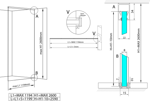 Polysan ARCHITEX kalené sklo, L 1000 - 1199mm, H 1800 - 2600mm, šedé ALS1012