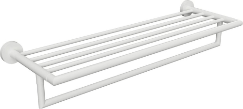 Sapho X-ROUND WHITE polička na ručníky s hrazdou 500mm, bílá mat XR421W