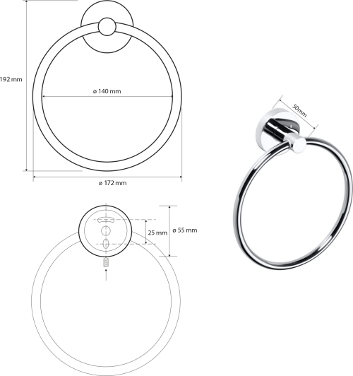 Sapho X-ROUND E držák ručníků kruh, chrom XR411