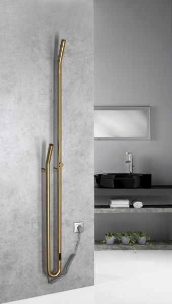 Sapho DUOPASSO elektrický sušák ručníků s časovačem, 122x1700mm, 45 W, zlato mat ER830