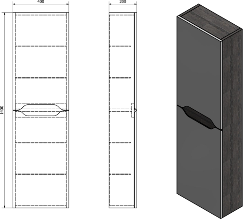Sapho WAVE skříňka vysoká 40x140x20cm, levá/pravá, bílá/dub cuneo WA250-3025