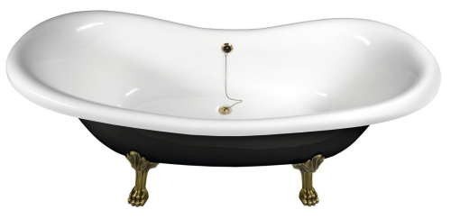 Polysan CHARLESTON volně stojící vana 188x83x69cm, nohy bronz, černá/bílá 72960