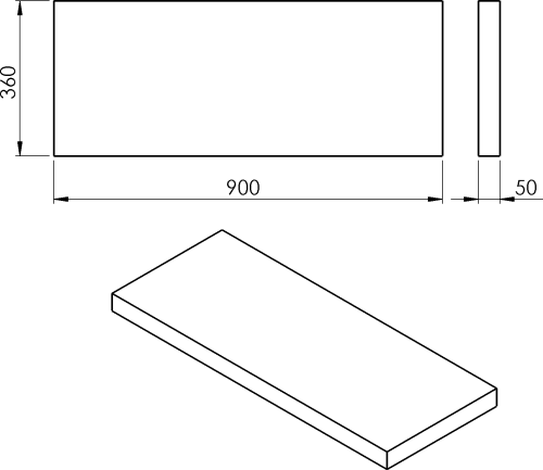 Sapho AVICE deska pod umyvadlo 90x36cm, tl.5cm, cement AV0967