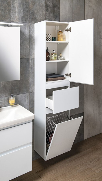 Aqualine ALTAIR vysoká skříňka s košem 40x184x31cm, pravá, bílá AI185R
