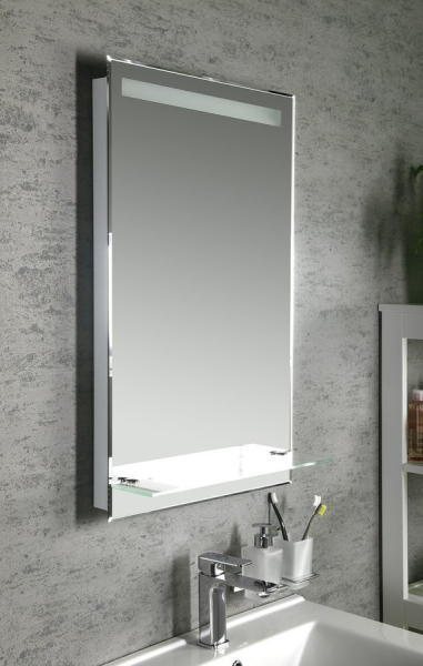 Aqualine Zrcadlo s LED osvětlením a policí 50x80cm, kolébkový vypínač ATH52